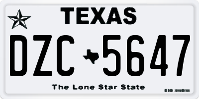 TX license plate DZC5647
