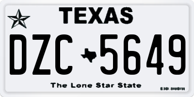 TX license plate DZC5649
