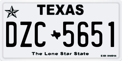 TX license plate DZC5651