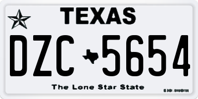 TX license plate DZC5654