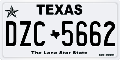 TX license plate DZC5662