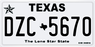 TX license plate DZC5670