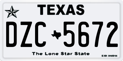 TX license plate DZC5672