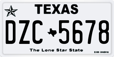 TX license plate DZC5678