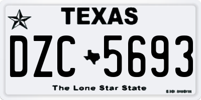 TX license plate DZC5693