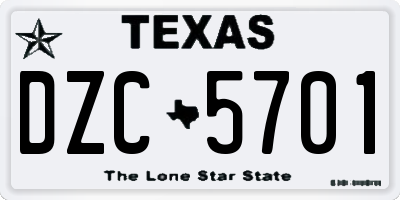 TX license plate DZC5701