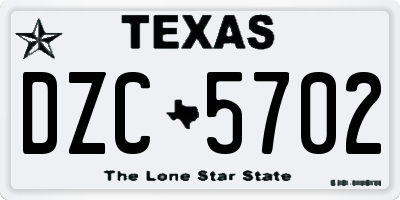 TX license plate DZC5702