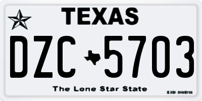 TX license plate DZC5703