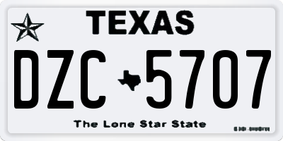 TX license plate DZC5707