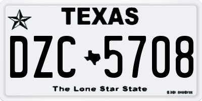 TX license plate DZC5708