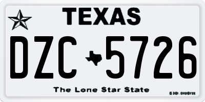 TX license plate DZC5726