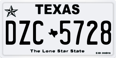 TX license plate DZC5728