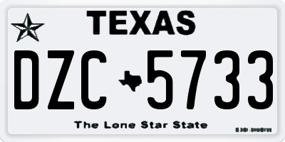 TX license plate DZC5733