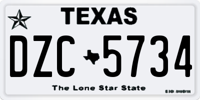 TX license plate DZC5734