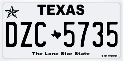 TX license plate DZC5735