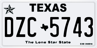 TX license plate DZC5743