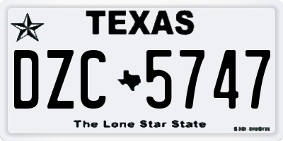 TX license plate DZC5747