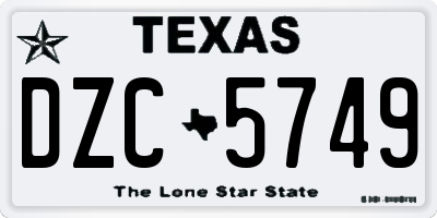 TX license plate DZC5749