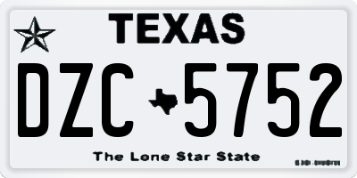 TX license plate DZC5752