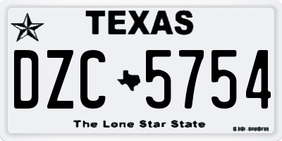 TX license plate DZC5754