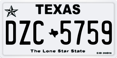 TX license plate DZC5759