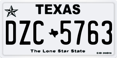 TX license plate DZC5763