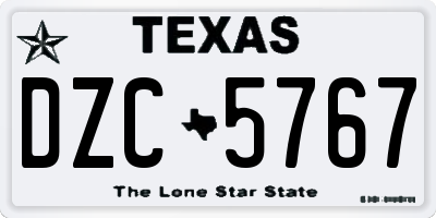 TX license plate DZC5767