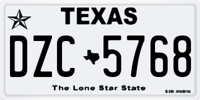 TX license plate DZC5768