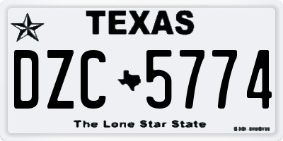 TX license plate DZC5774