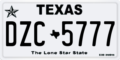 TX license plate DZC5777
