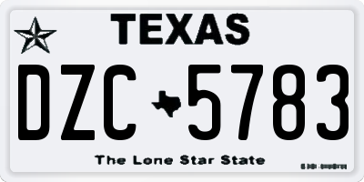 TX license plate DZC5783