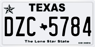 TX license plate DZC5784