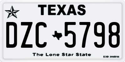 TX license plate DZC5798