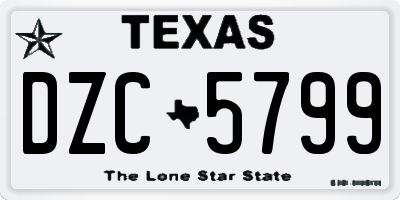 TX license plate DZC5799