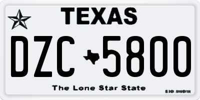 TX license plate DZC5800