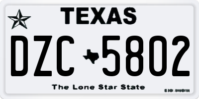 TX license plate DZC5802