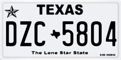 TX license plate DZC5804