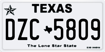 TX license plate DZC5809
