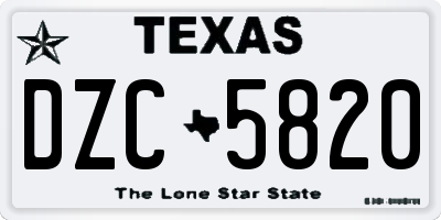 TX license plate DZC5820