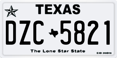 TX license plate DZC5821