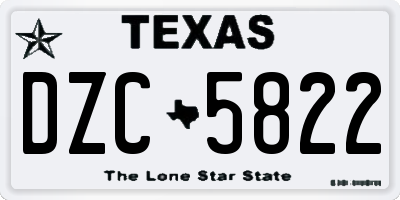 TX license plate DZC5822