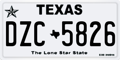TX license plate DZC5826