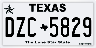 TX license plate DZC5829