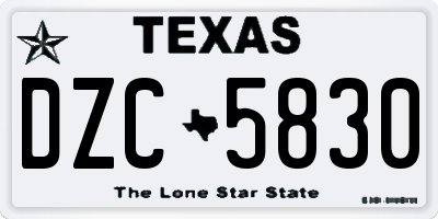 TX license plate DZC5830
