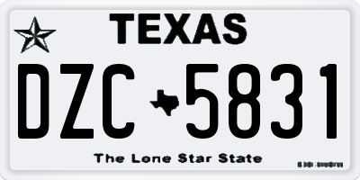 TX license plate DZC5831