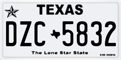 TX license plate DZC5832