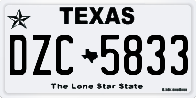 TX license plate DZC5833