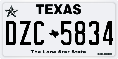 TX license plate DZC5834