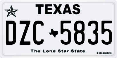 TX license plate DZC5835
