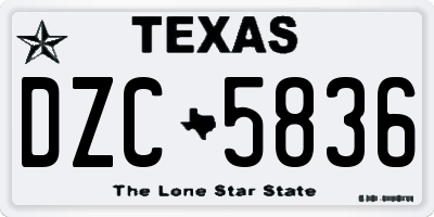 TX license plate DZC5836